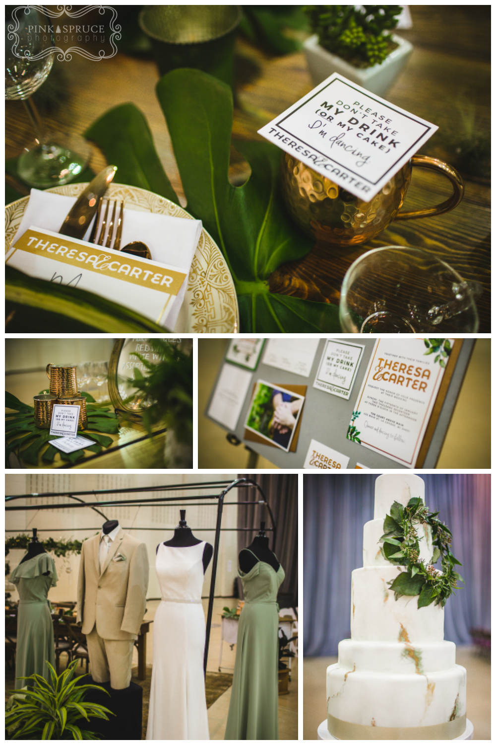 Modern Botanical Wedding Theme | Seen at the La Crosse Bridal Expo | Pink Spruce Photography