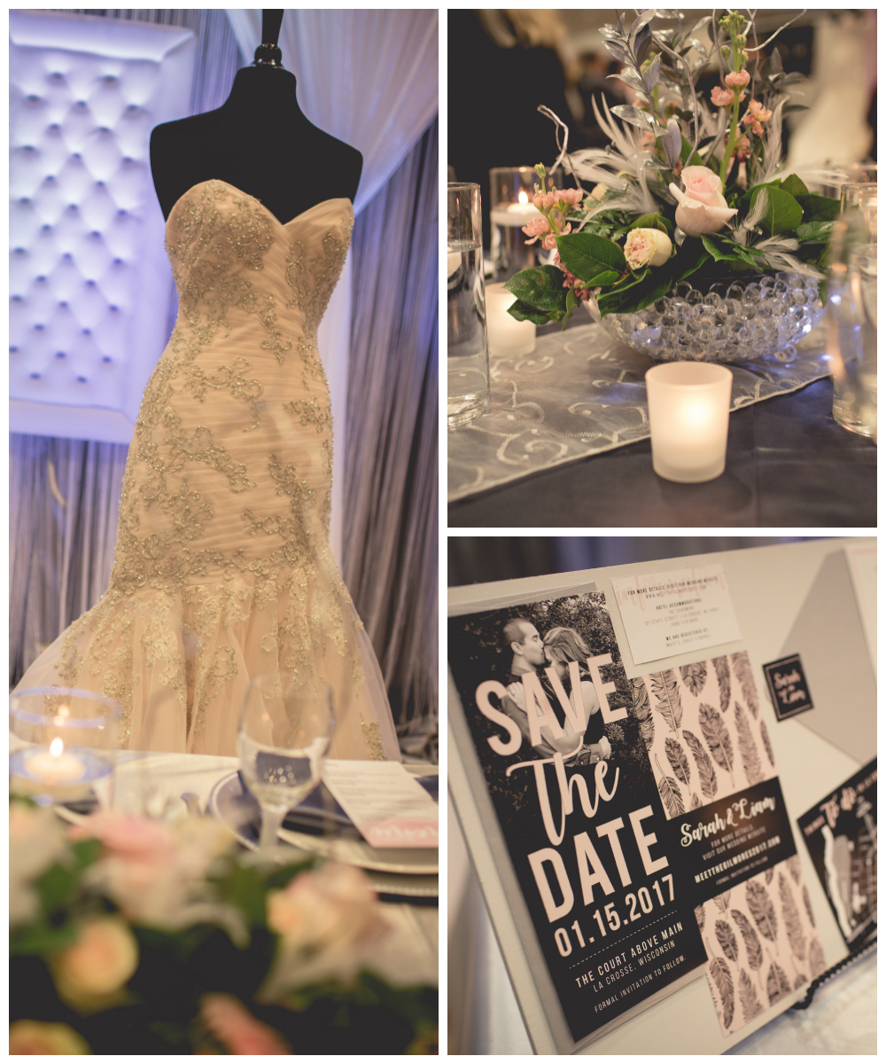 Romantic Pink and Grey Wedding Theme | Seen at the La Crosse Bridal Expo | Pink Spruce Photography