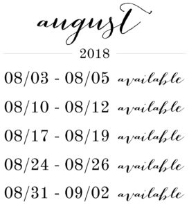 Pink Spruce Wedding Day Photography Availability